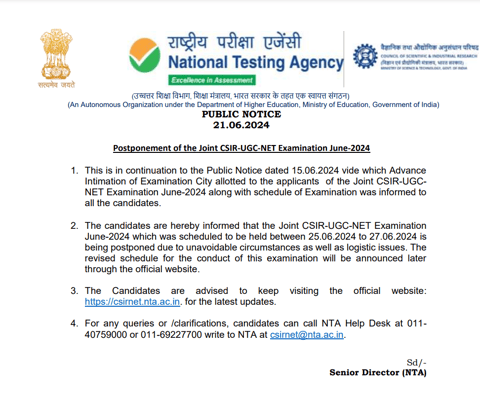 CSIR NET Postponed